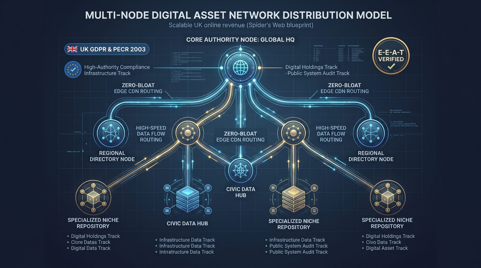 Multi-Node Digital Asset Network Distribution Model Diagram